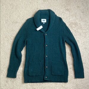 Old Navy Green Cardigan with Ribbed Knit and Relaxed Fit